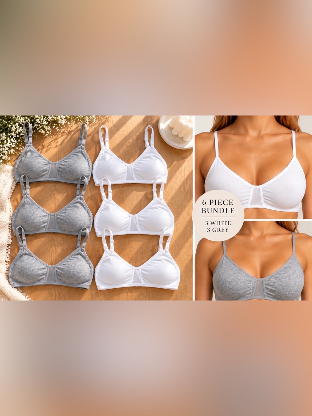 NWT Joe’s Jeans Bralette Bundle XS – White & Grey – 6 Pieces